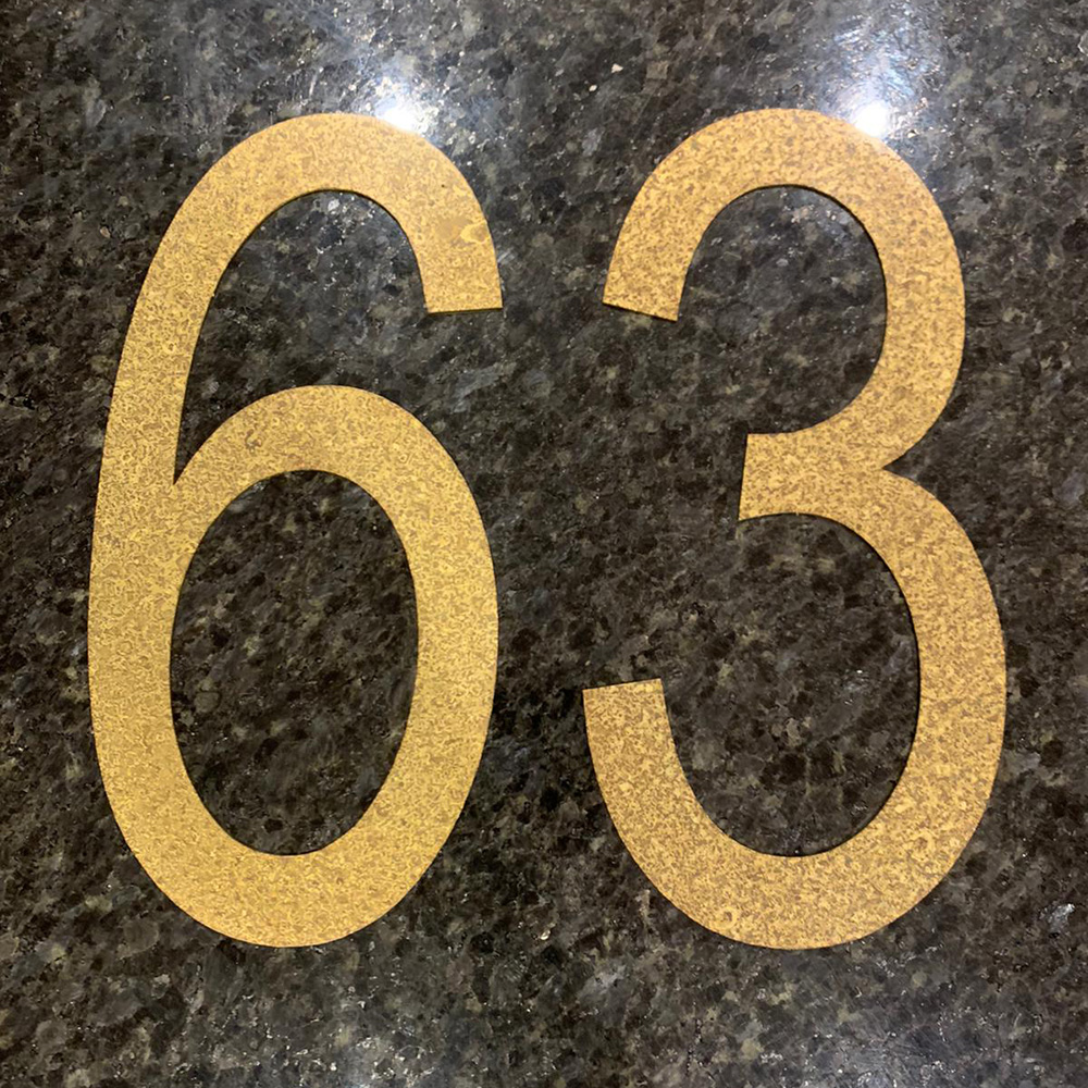 large custom made aged brass numbers