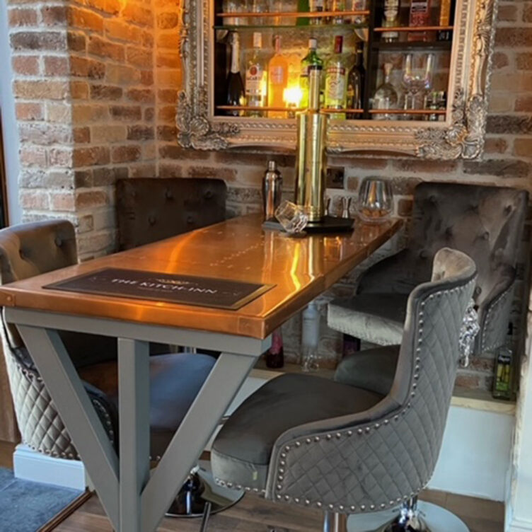 Copper table top for restaurant