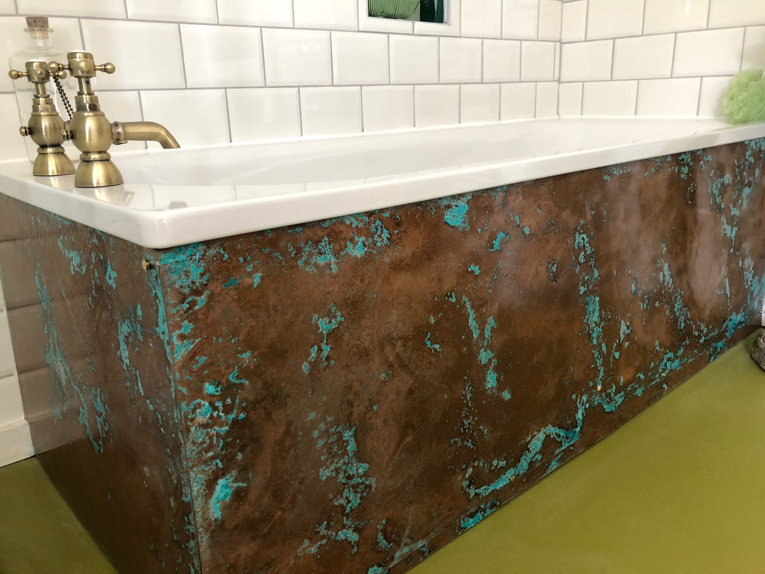 Aged copper bath panels