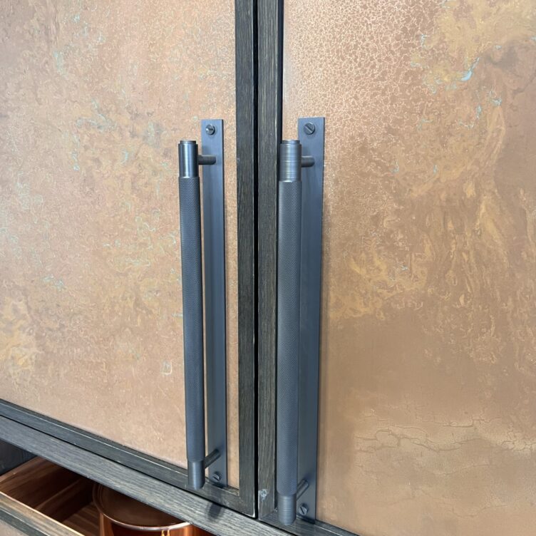 decorative aged copper kitchen cupboard doors